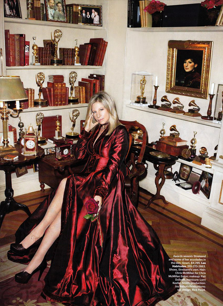 Streisand surrounded by her awards