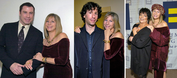 Streisand with Travolta, Jason Gould, and Liza Minnelli