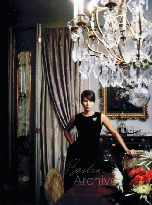 Streisand stands in her New York apartment