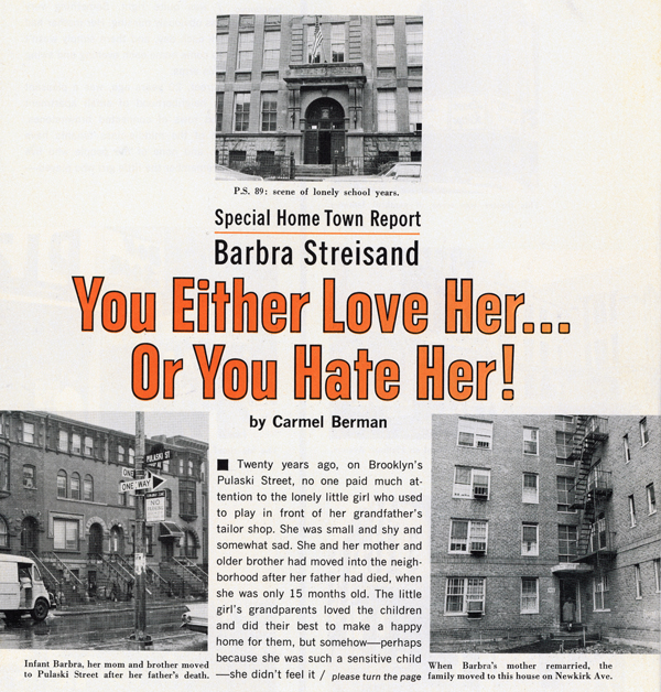 Photos of Streisand's school and streets in Brooklyn