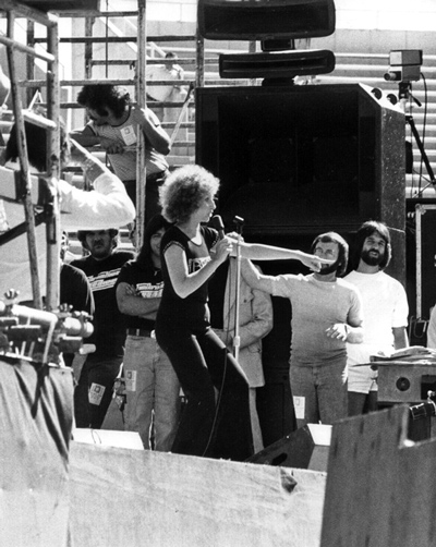 Streisand on stage at Sun Devil Stadium