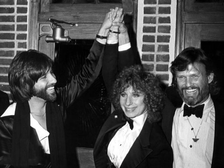 Jon Peters, Barbra Streisand and Kris Kristofferson at STAR IS BORN premiere
