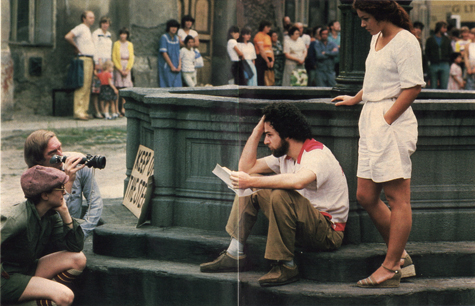 Streisand, Patinkin and Irving on location