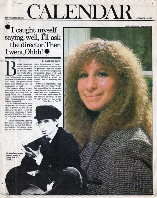 Streisand on cover of LA Times