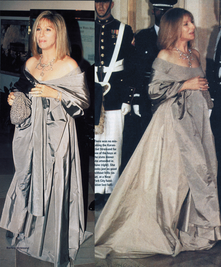 Streisand in gorgeous Donna Karan gown