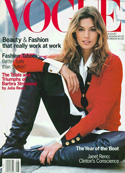 Cindy Crawford on cover of August 1993 Vogue